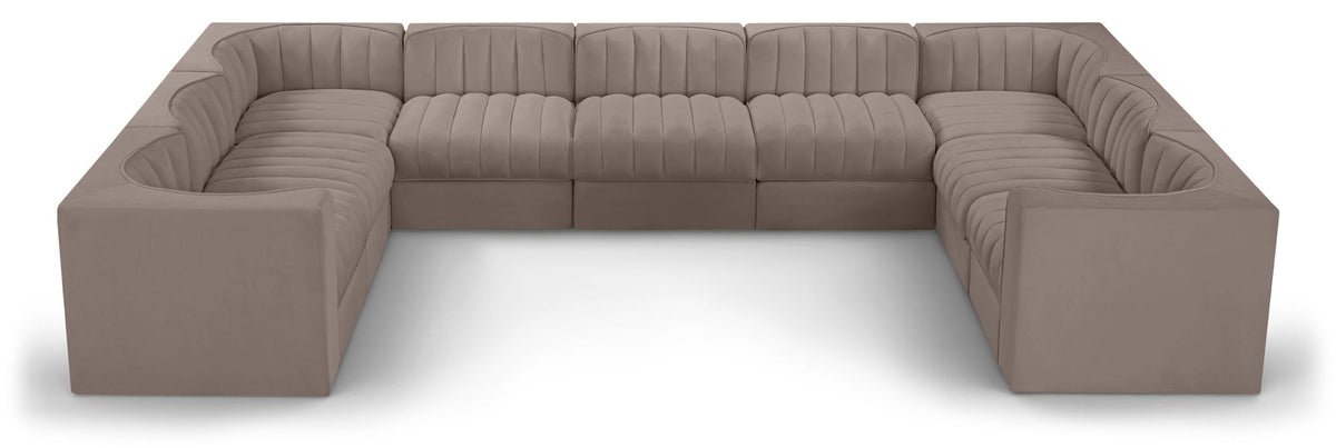 Rummi Performance Velvet Modular Sectional — 9-Piece Sectional — Taupe