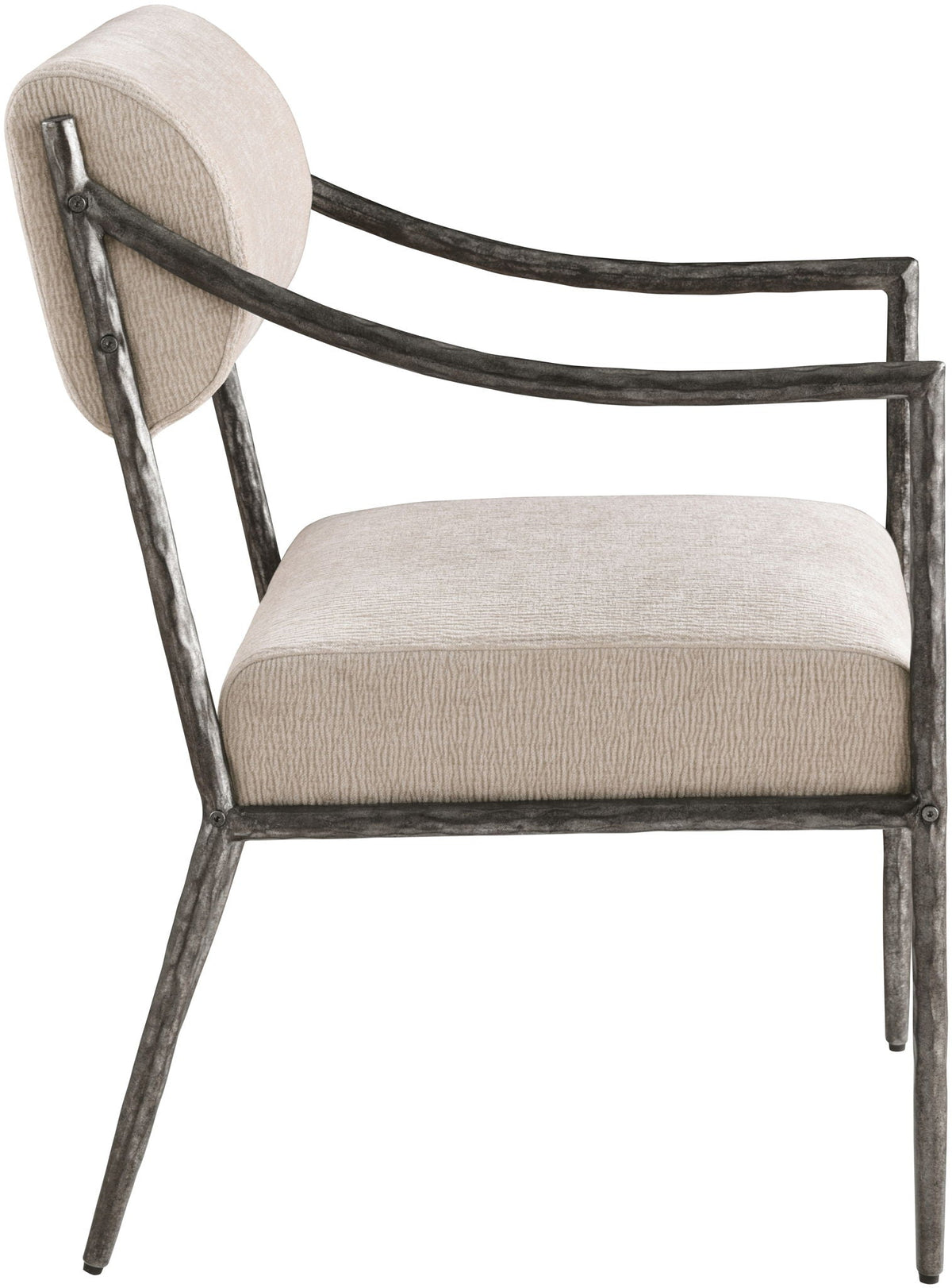 Bastille Chenille Dining Arm Chair Set of 2 with Silver Frame