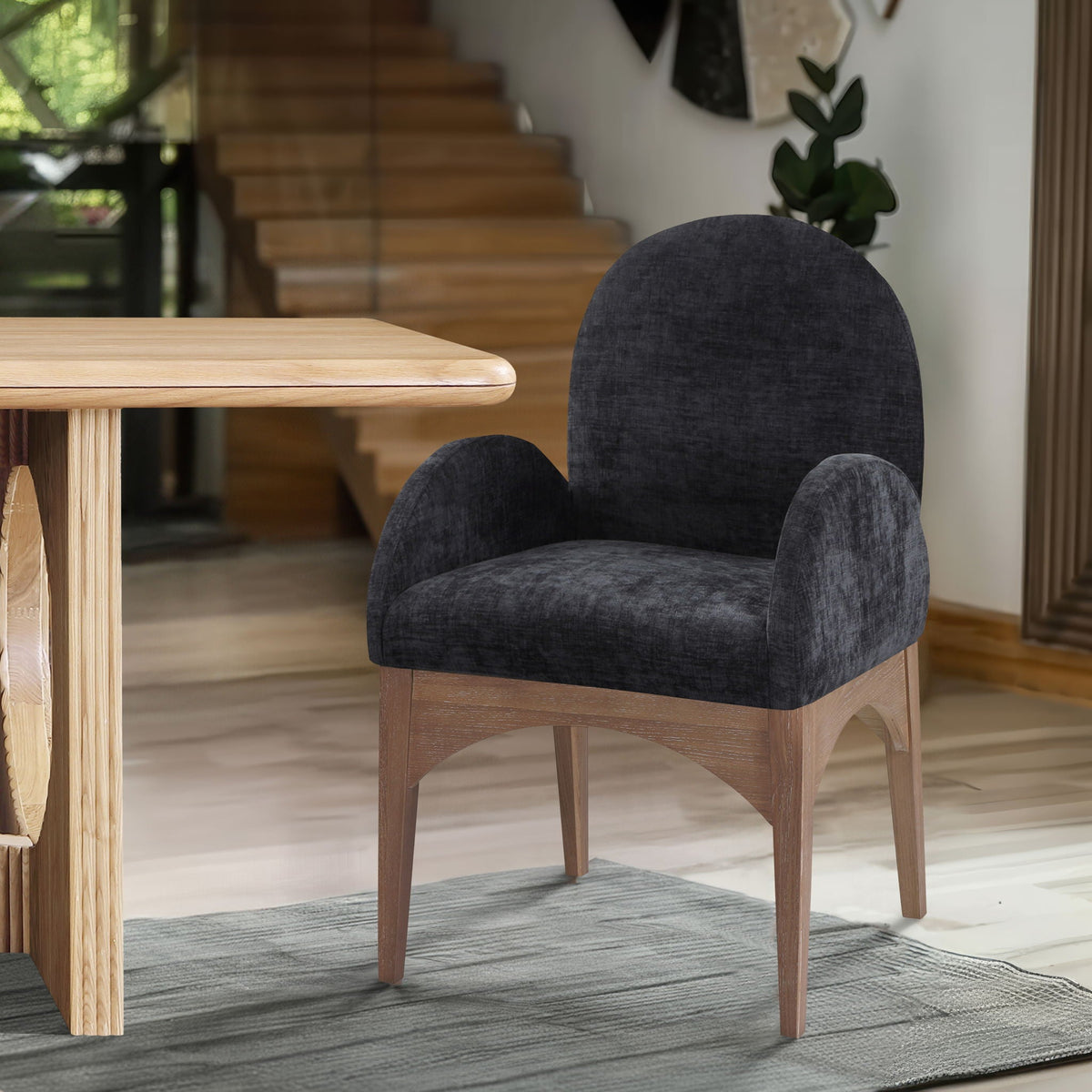 Waldorf - Chenille Dining Arm Chair with Natural Legs