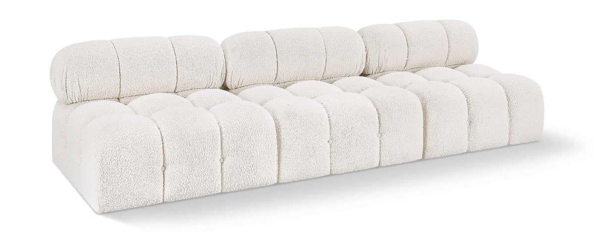 Ames Boucle Modular Sectional — 3-Piece Armless Sofa — Cream