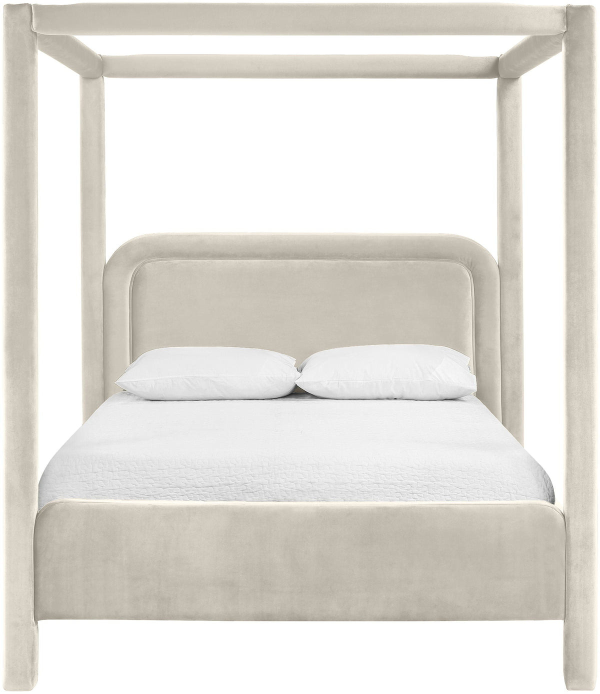 Salina Velvet Upholstered Canopy Bed — 10 Colors, Twin to King