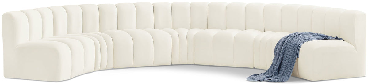 Arc Velvet Modular Sectional — 7-Piece U-Shaped Sectional — Cream