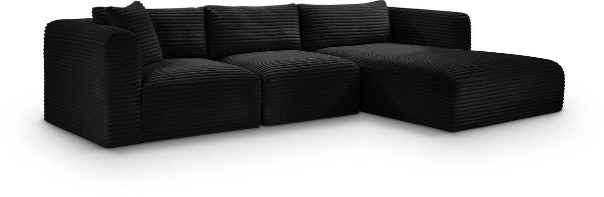 Shaggy Modular Sectional — 3-Piece Sectional — Black