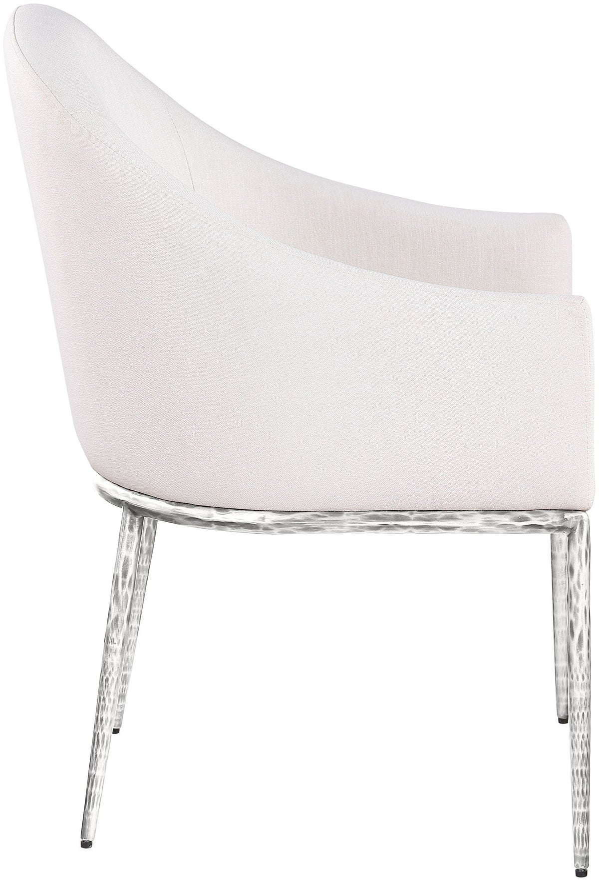 Ferro Performance Fabric Dining Arm Chair with Brushed Silver Legs