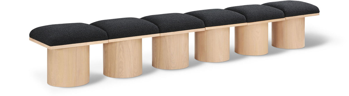 Pavilion Modular Bench 6-Piece Bench, 108"W x 15.5"D — Black / Natural Base