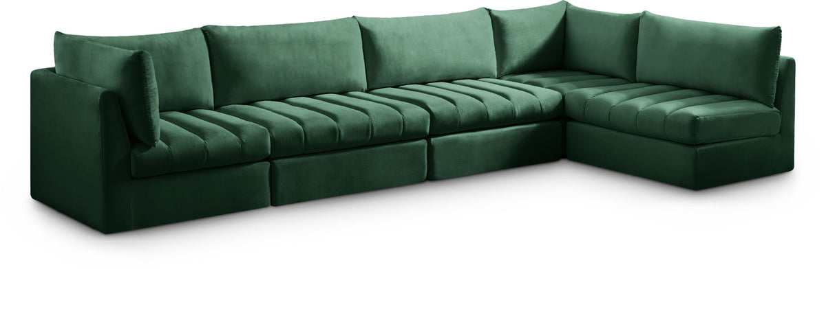 Jacob Velvet Modular Sectional — 5-Piece Sectional — Green