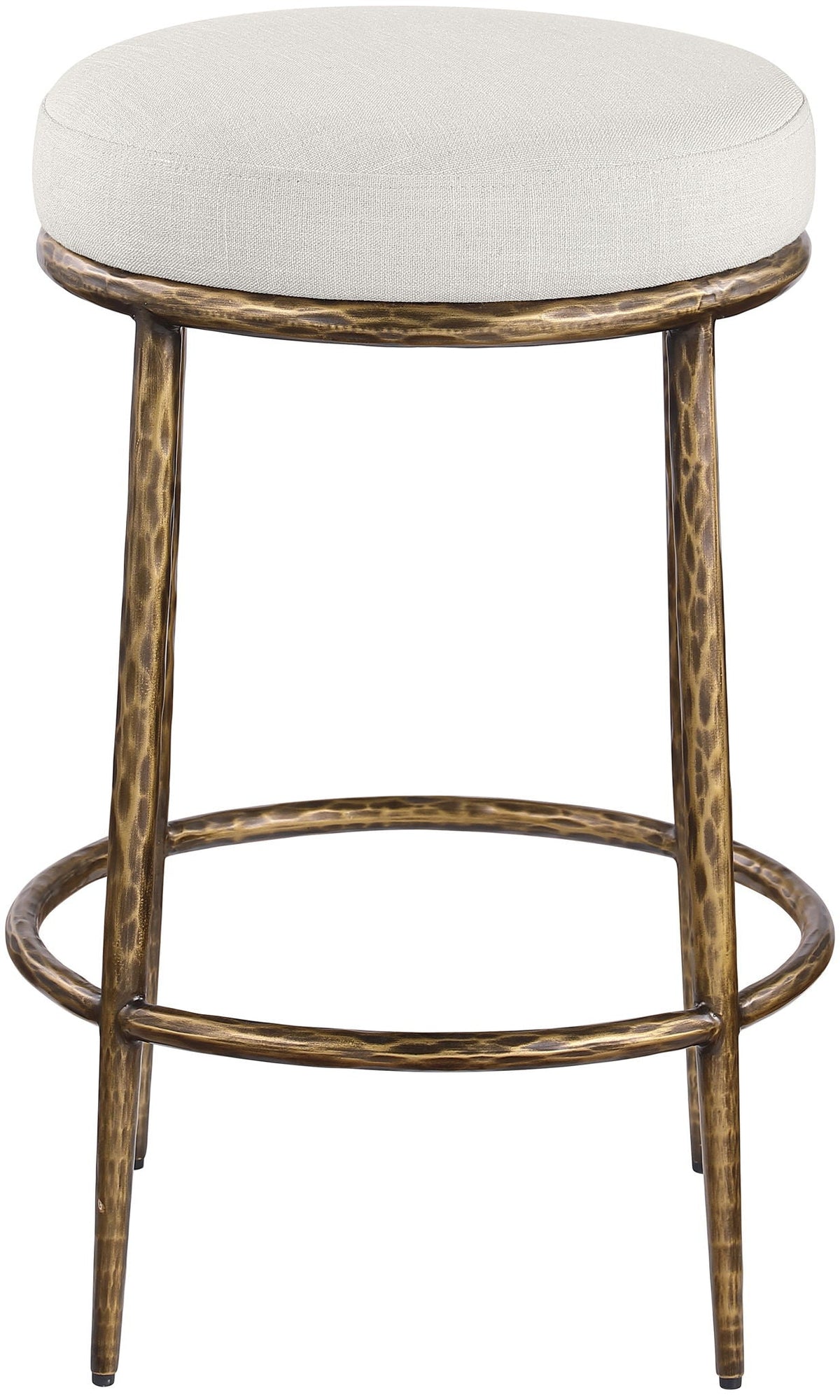 Ferro Upholstered Backless Counter Stool — Brushed Gold Base - Gold