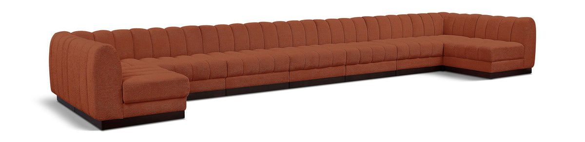 Quinn Chenille Modular Sectional — 9-Piece Sectional — Cognac
