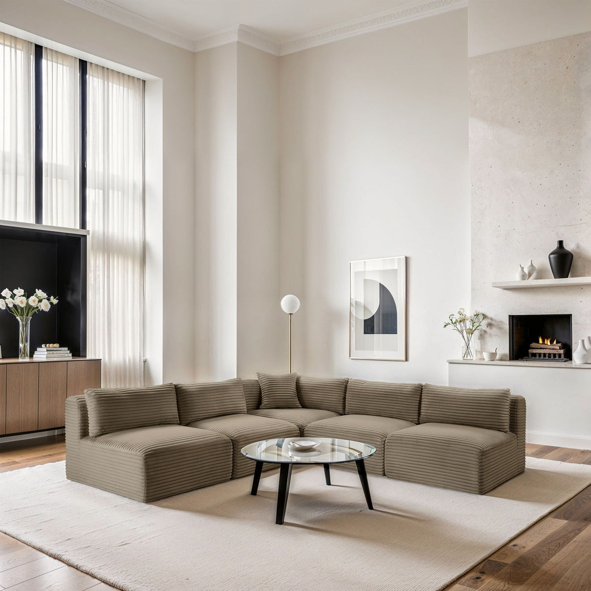Shaggy - 5 Piece Modular Corner Armless Sectional - Sectional