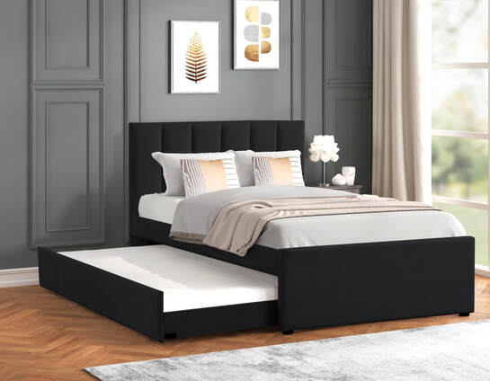 Maya Black Platform Bed with Trundle — Twin & Full