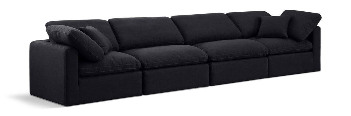Indulge Linen Modular Sectional — 4-Piece Sofa — Black