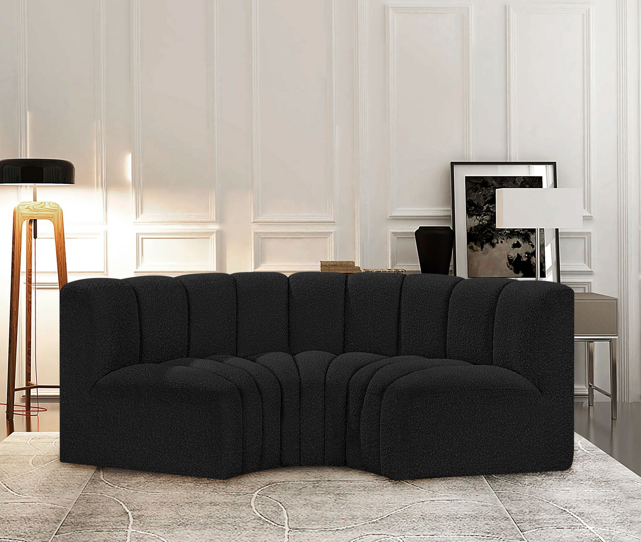 Arc - Boucle Fabric 3 Piece Modular U-Shaped Sofa