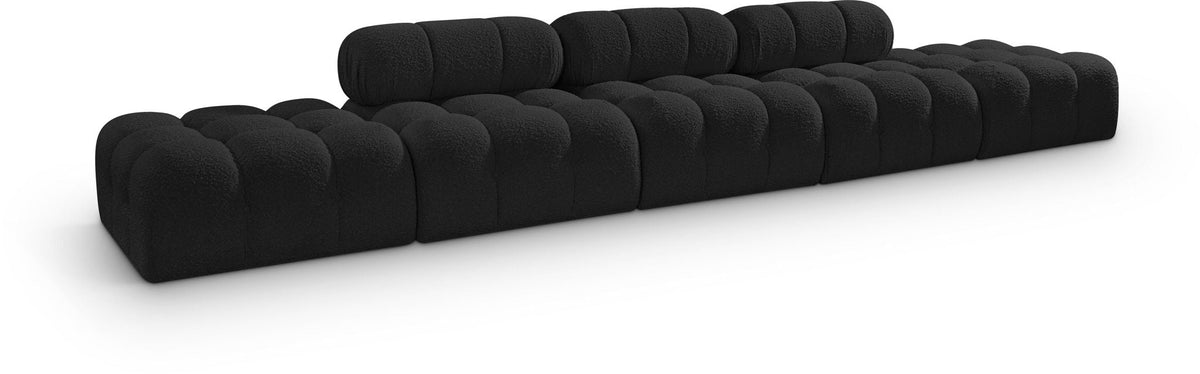 Ames Boucle Modular Sectional — 5-Piece Sofa with 2 Armless Seats — Black