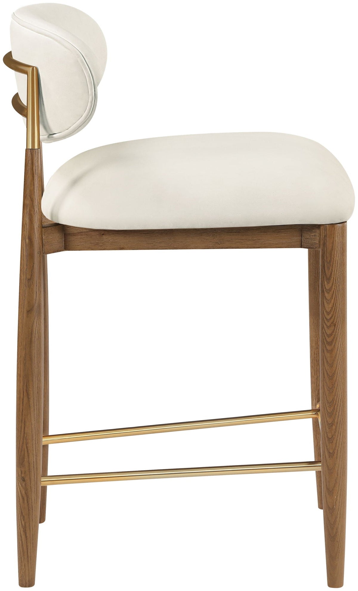 Riccio Vegan Leather Counter Stool with Walnut & Gold Frame