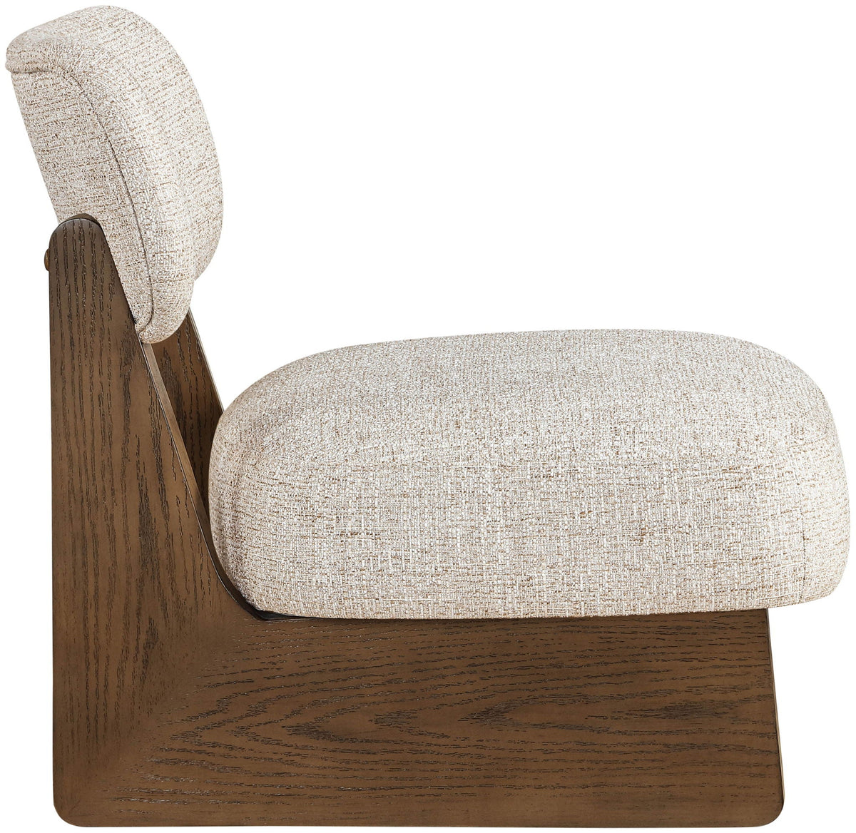 Vetra - Linen Textured Fabric Upholstered Accent Chair with Brown Base