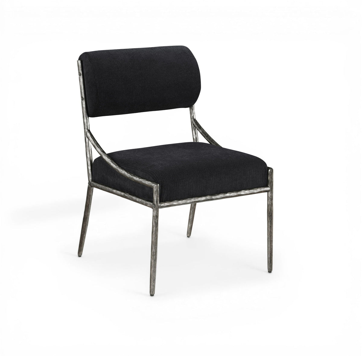 Bastille Chenille Dining Side Chair Set of 2 with Silver Frame