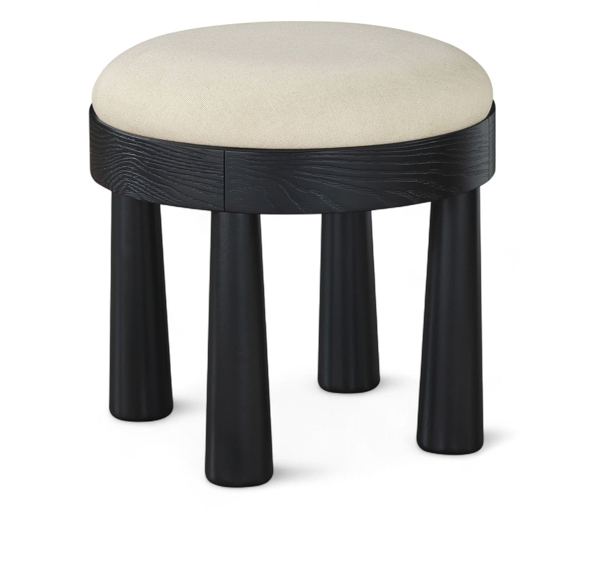 Larea Linen Ottoman — Black Base, 3 Colors - Cream