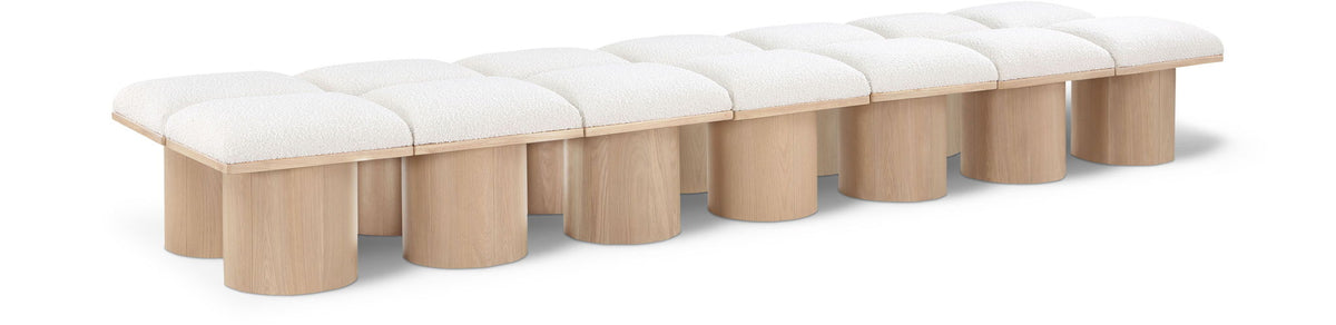 Pavilion Modular Bench 14-Piece Bench, 126"W x 31"D — Cream / Natural Base