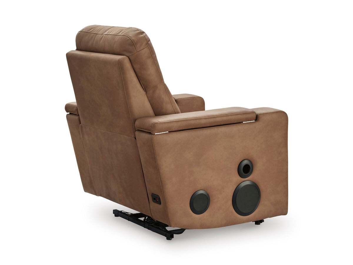 Lorrenton Caramel Power Glider Recliner — Audio, Heat & Massage