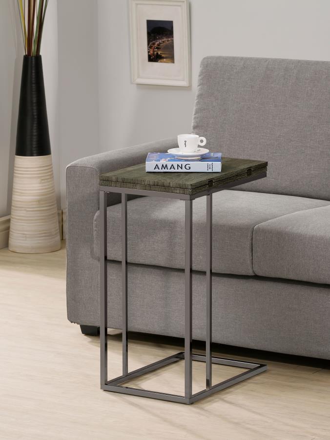 Pedro Expandable C-Shaped Sofa Side Table Weathered Grey
