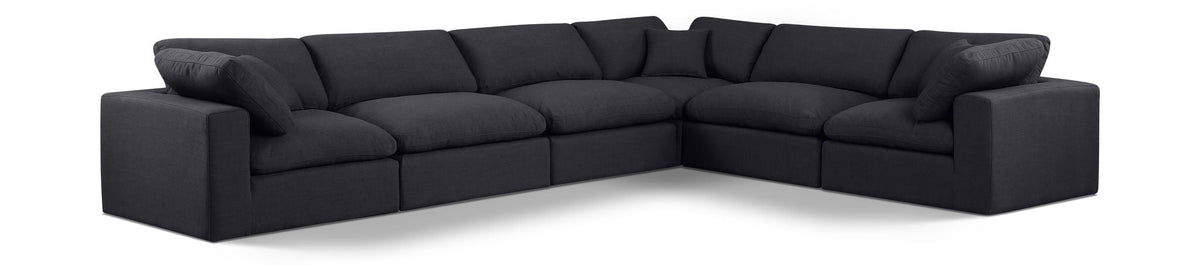 Comfy Linen Modular Sectional — 6-Piece Corner Sectional — Black