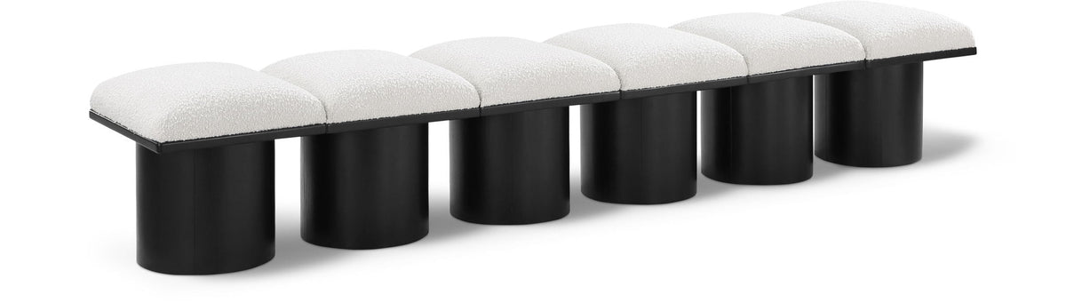Pavilion Modular Bench 6-Piece Bench, 93"W x 18"D — Cream / Black Base