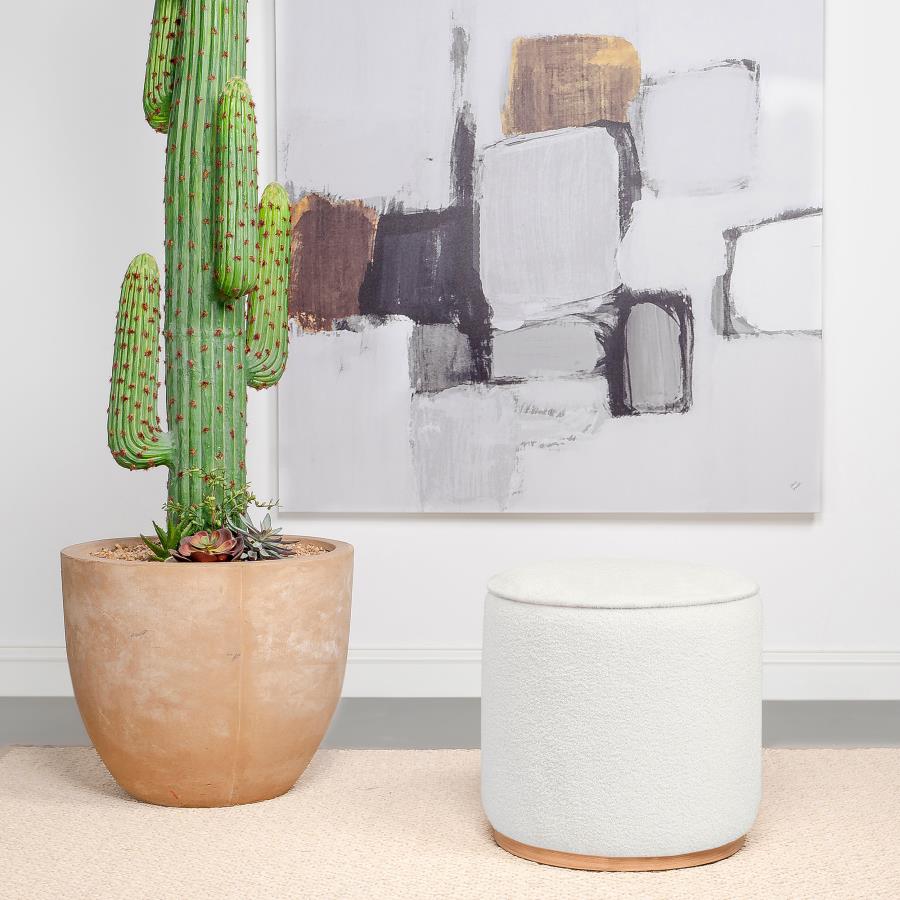 Zena Faux Sheepskin Upholstered Round Ottoman