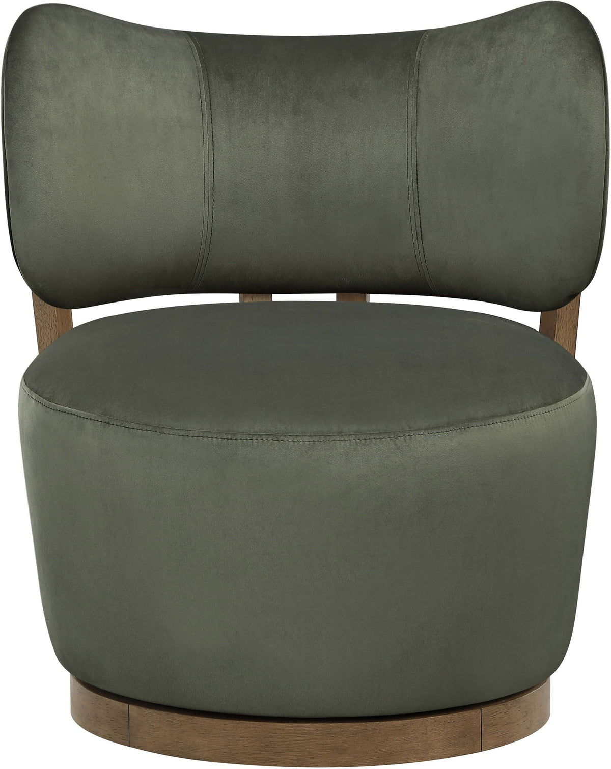 Elara - Velvet Upholstered Swivel Accent Chair with Brown Base