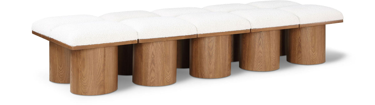 Pavilion Modular Bench 10-Piece Bench, 90"W x 31"D — Cream / Brown Base
