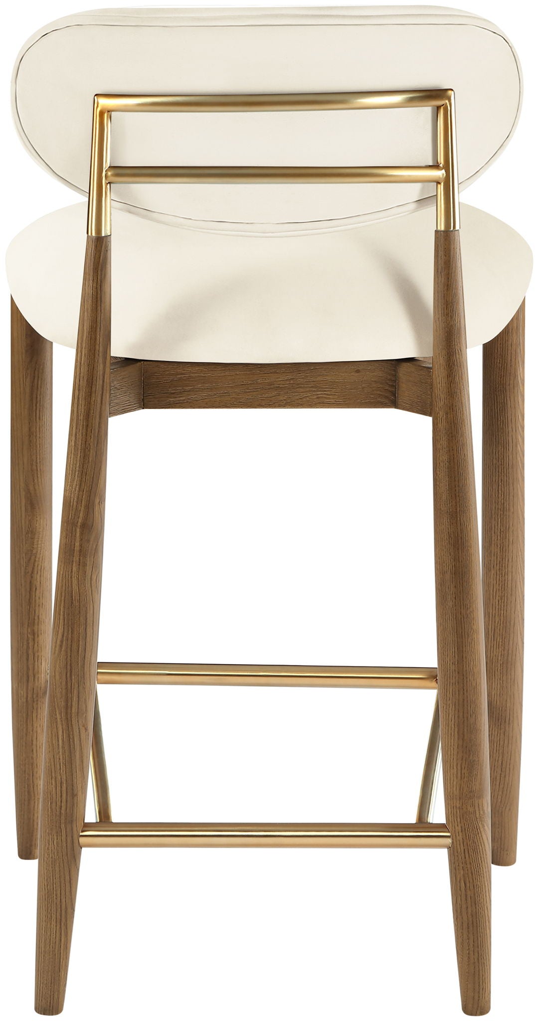 Riccio Vegan Leather Counter Stool with Walnut & Gold Frame