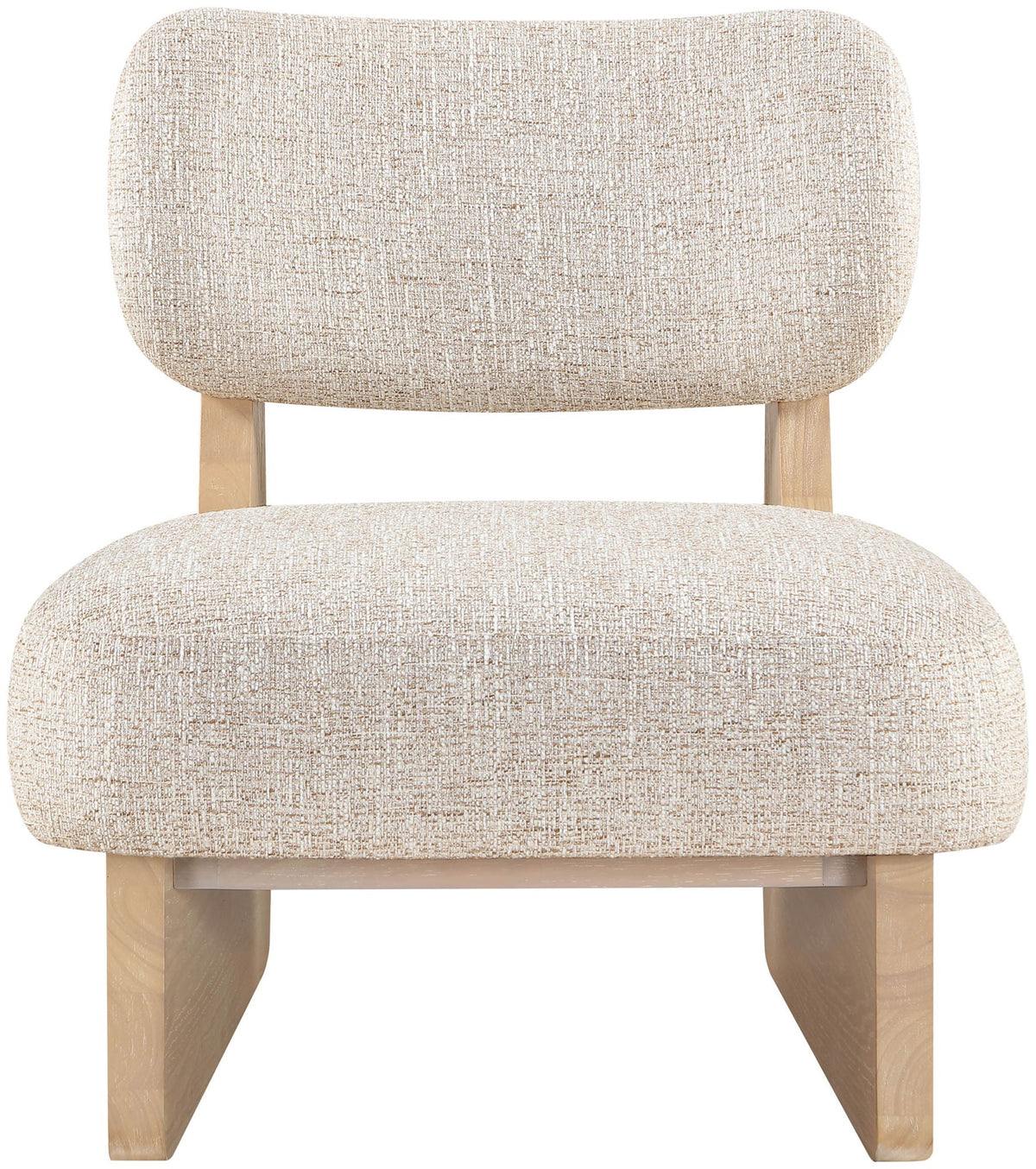 Vetra - Linen Textured Fabric Upholstered Accent Chair with Natural Base