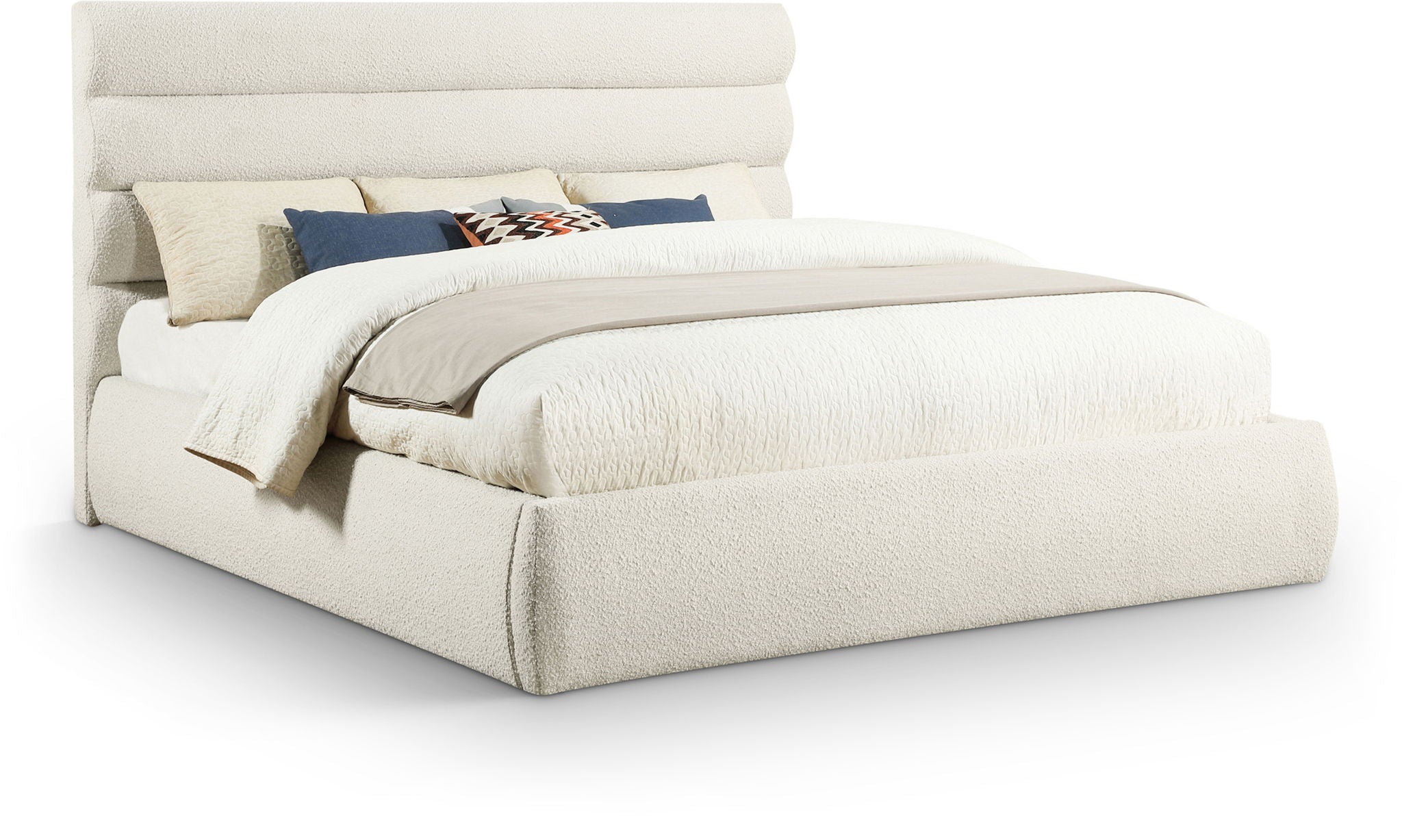 Adam - Boucle Fabric Bed With 52" Headboard