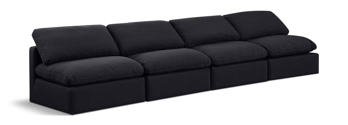 Indulge Linen Modular Sectional — 4-Piece Armless Sofa — Black