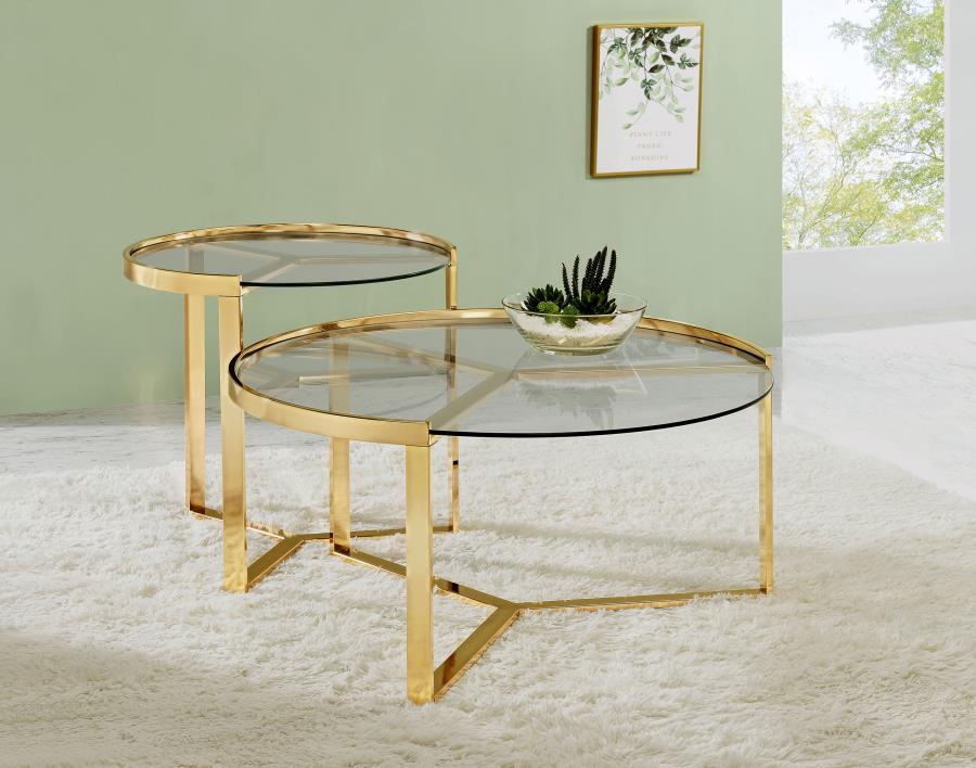 Delia Round Glass Top Nesting Coffee Table