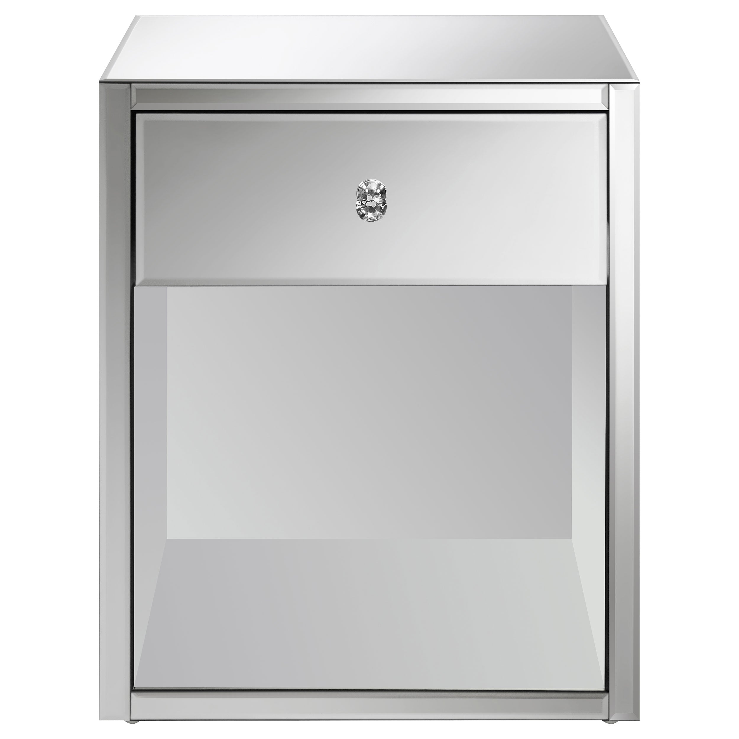 Coquette 1-drawer Mirrored Accent Side Table Silver