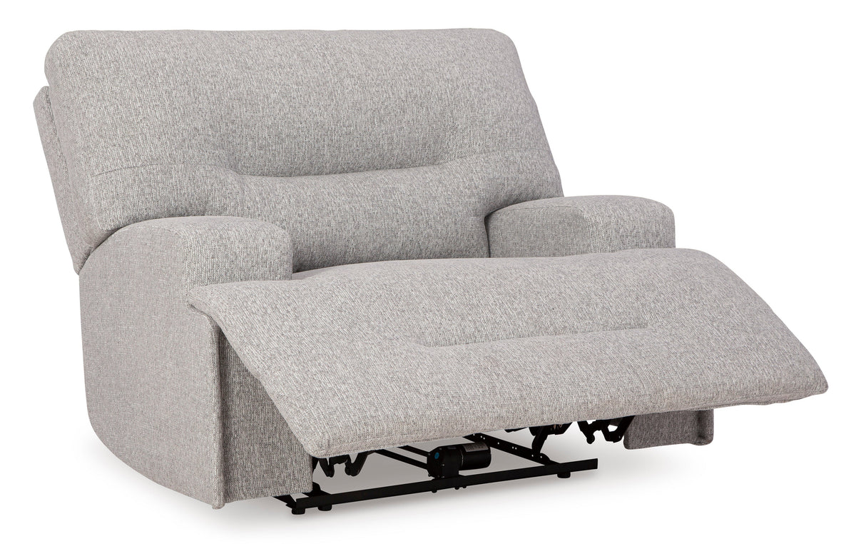 Acklen Place Pewter Power Recliner — Wide Seat & Power Headrest