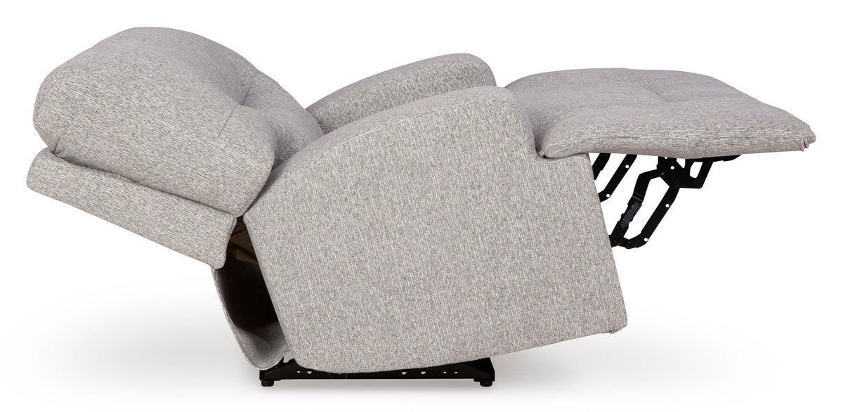 Acklen Place Pewter Power Recliner — Wide Seat & Power Headrest