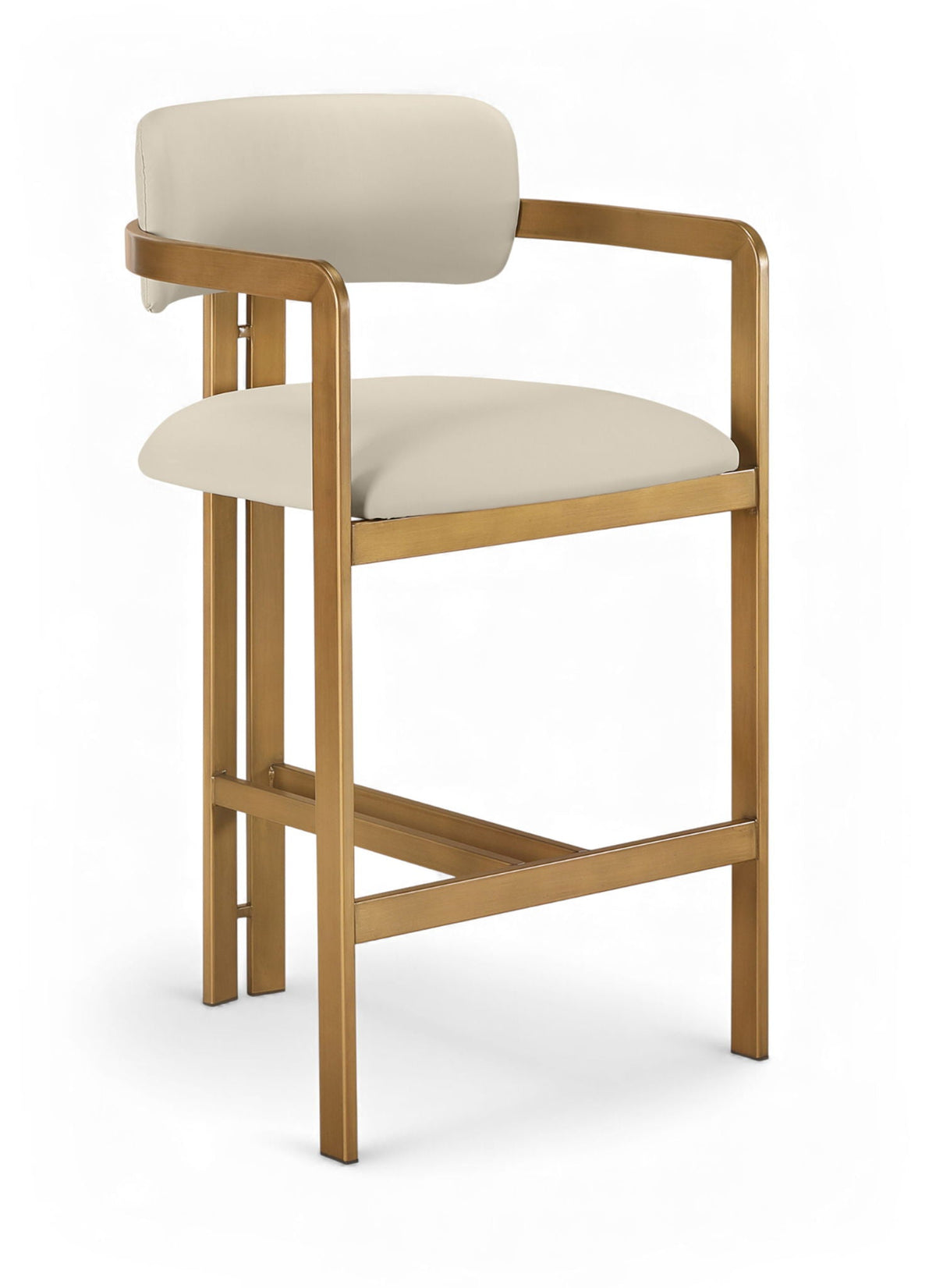 Aurum Vegan Leather Counter Stool with Brushed Brass