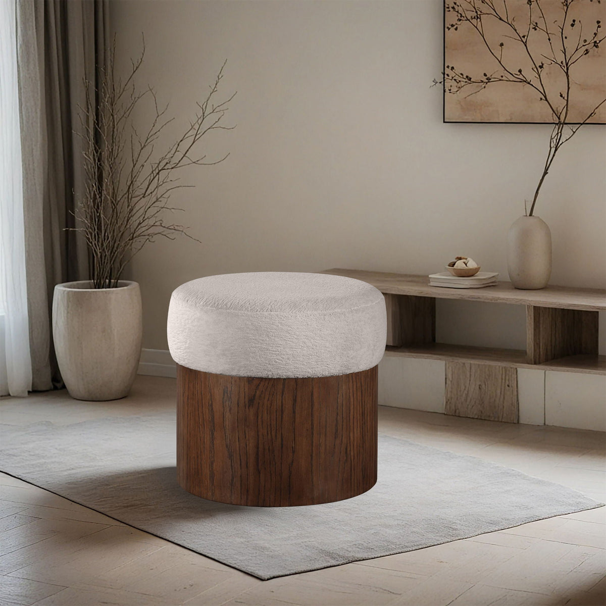 Nimes - Ottoman / Stool with Brown Base