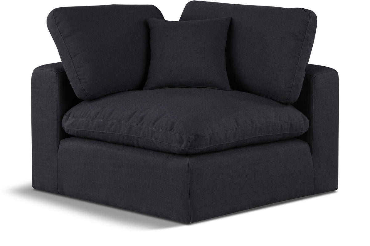 Comfy Linen Modular Sectional — Add-On: Corner Chair — Black