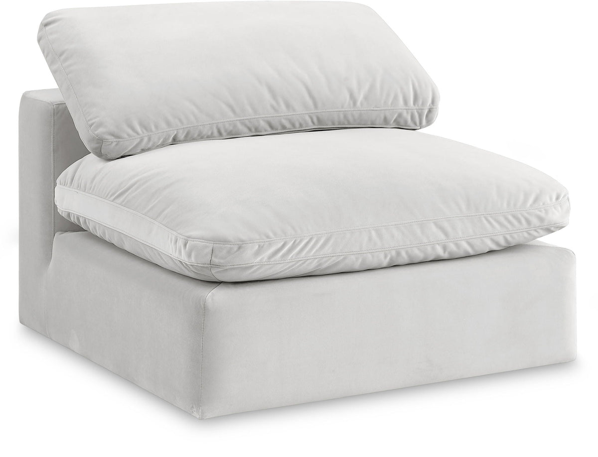 Comfy Velvet Modular Sectional — Add-On: Armless Chair — Cream