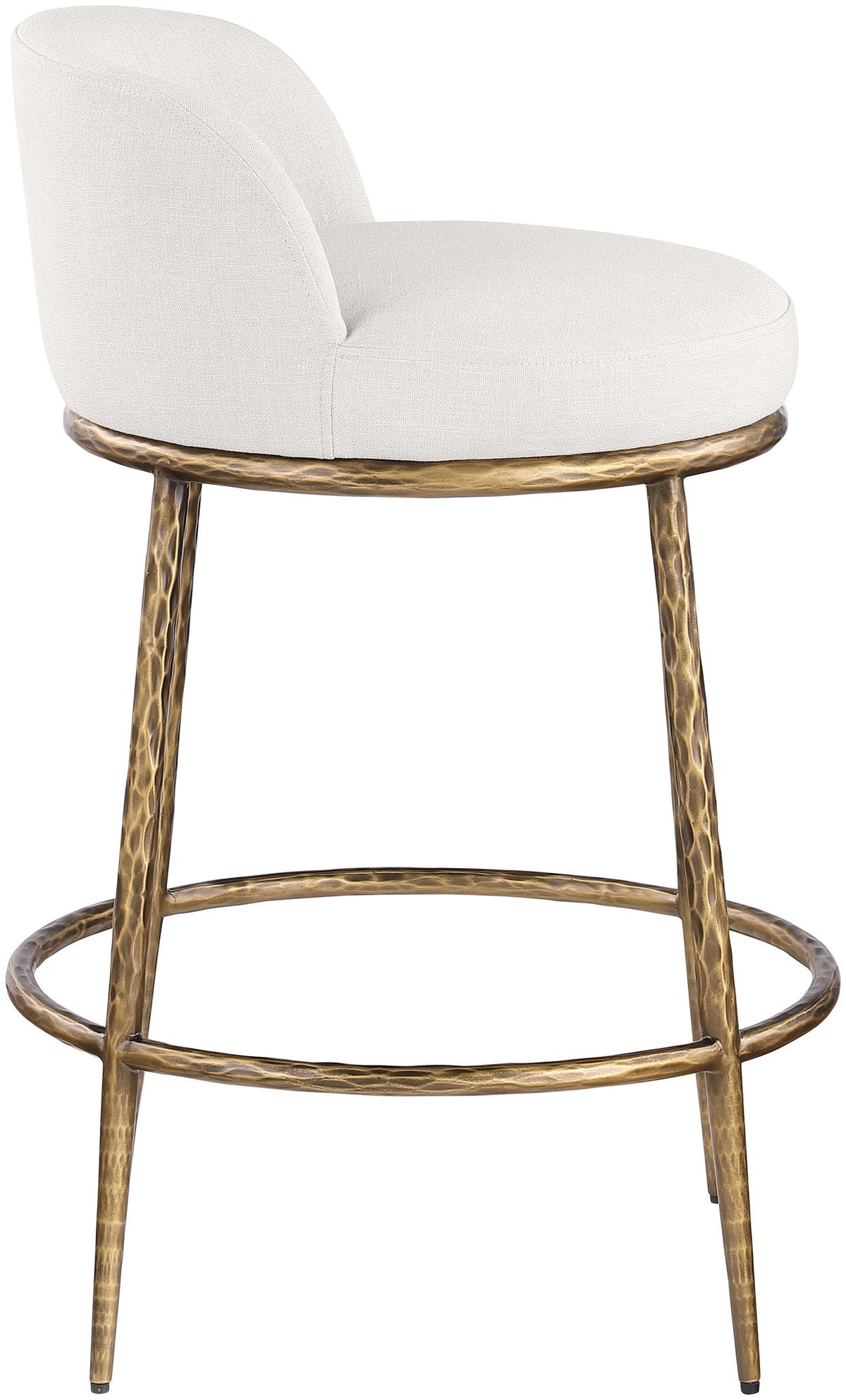 Ferro Upholstered Counter Stool — Brushed Gold Base - Gold