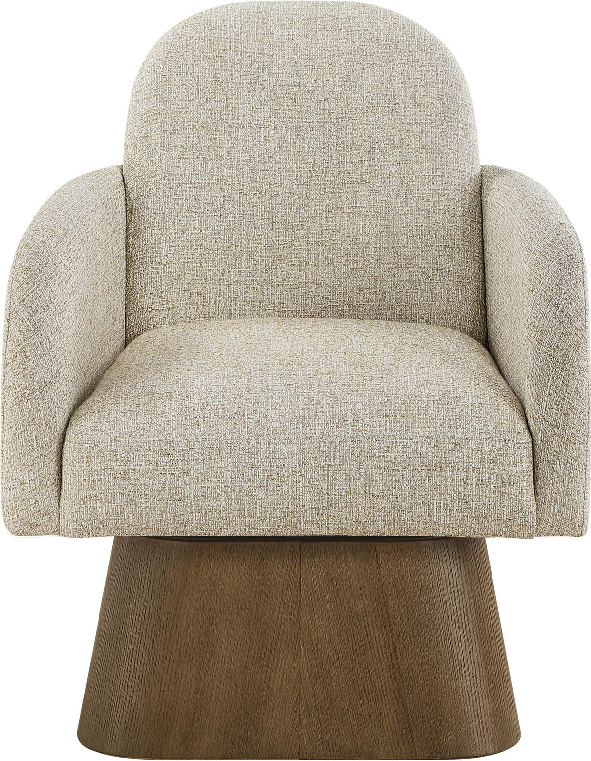 Marlowe - Linen Textured Fabric Upholstered Swivel Accent Chair with Brown Base