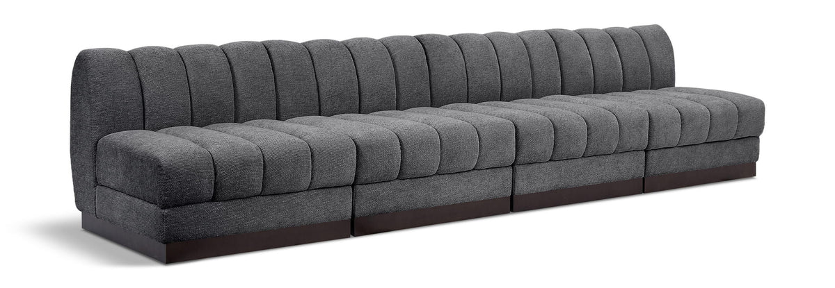Quinn Chenille Modular Sectional — 4-Piece Armless Sofa — Grey