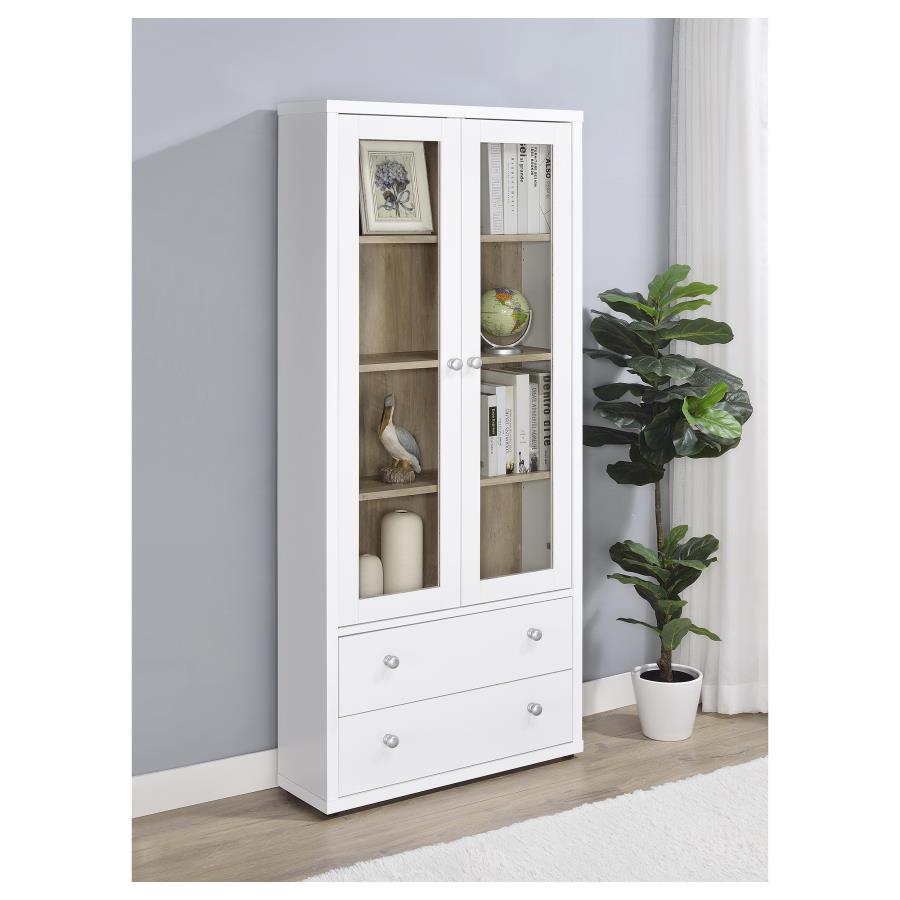 Hawthorne 4-shelf Glass Door Tall Cabinet with Drawers