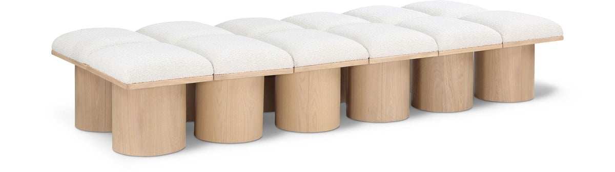 Pavilion Modular Bench 12-Piece Bench, 93"W x 36"D — Cream / Natural Base