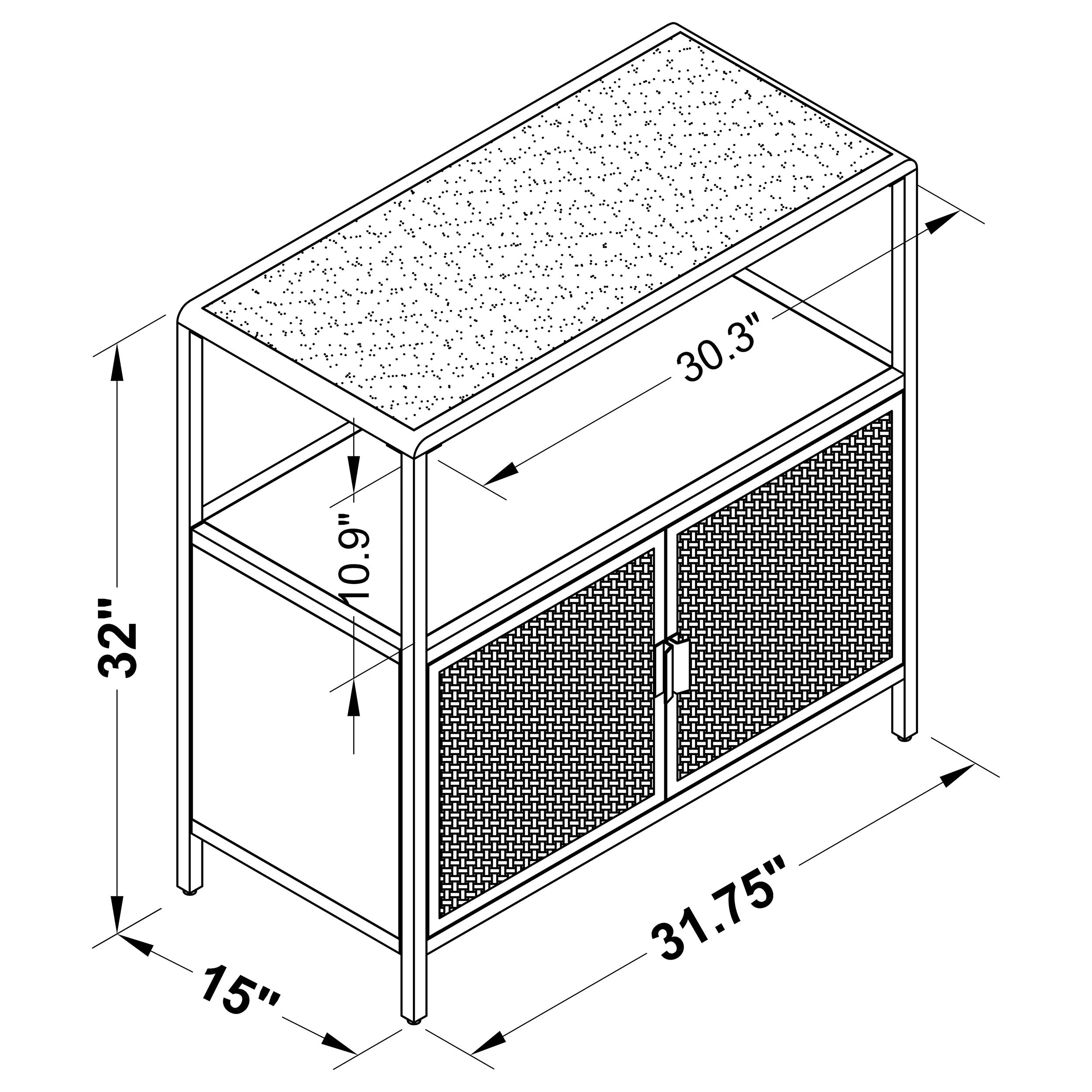 Amherst 2-door Radio Weave Cane Metal Accent Cabinet