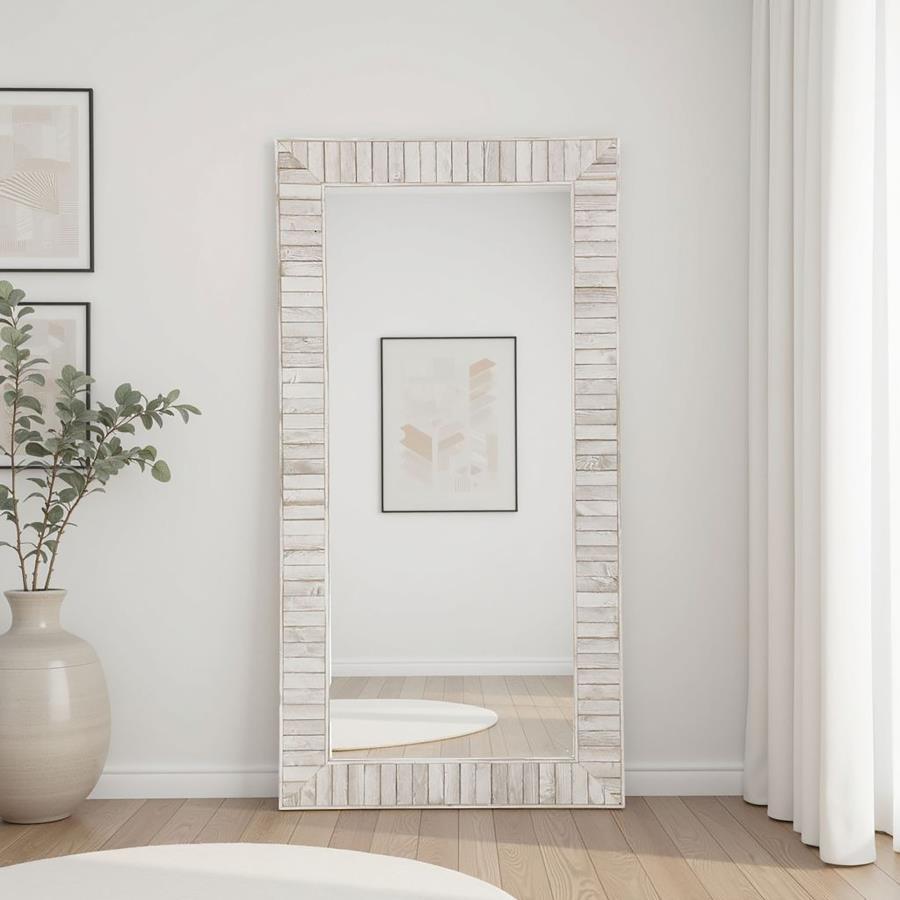 Pino 34 x 68 Inch Wood Framed Floor Mirror White