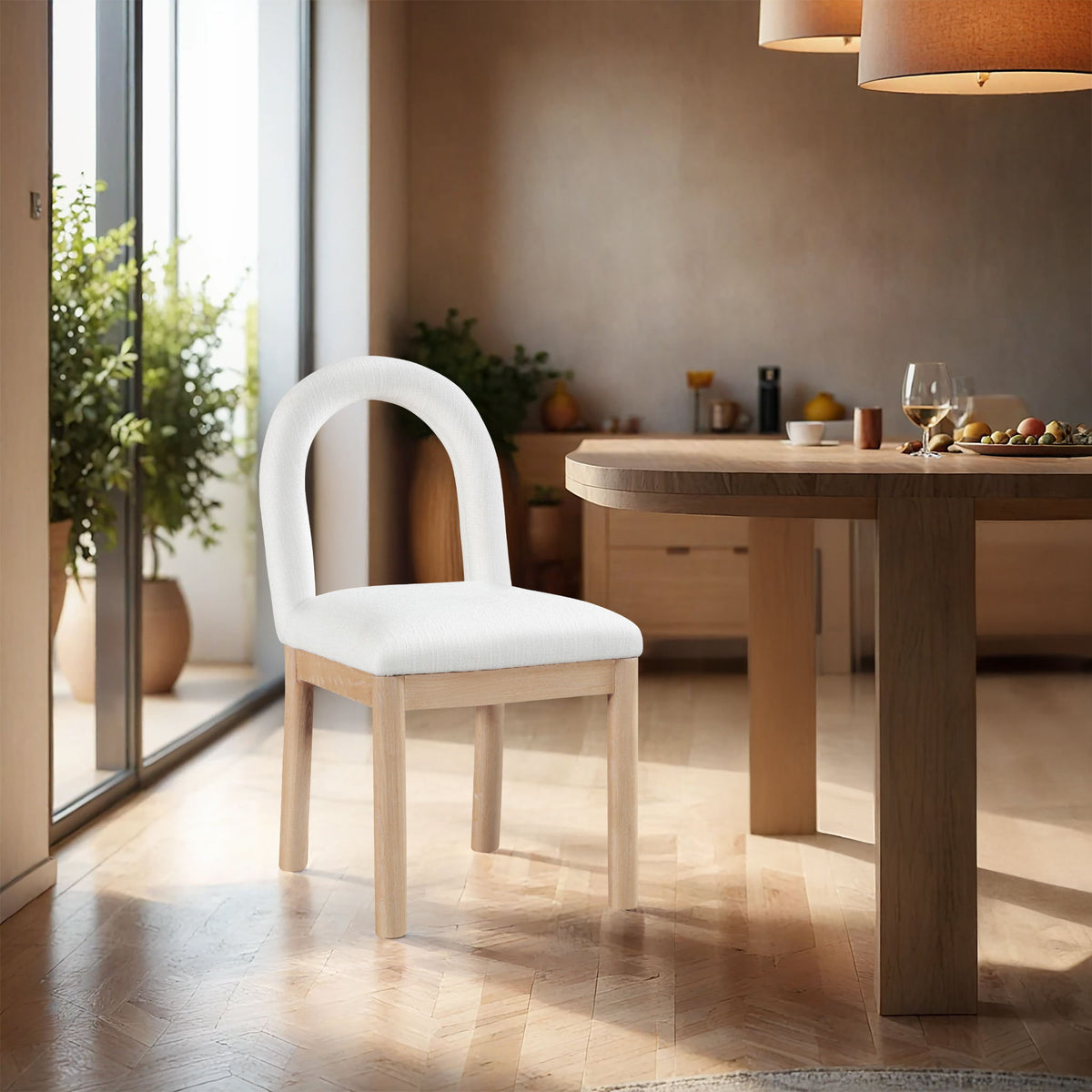 Conrad - Linen Dining Chair with Natural Legs