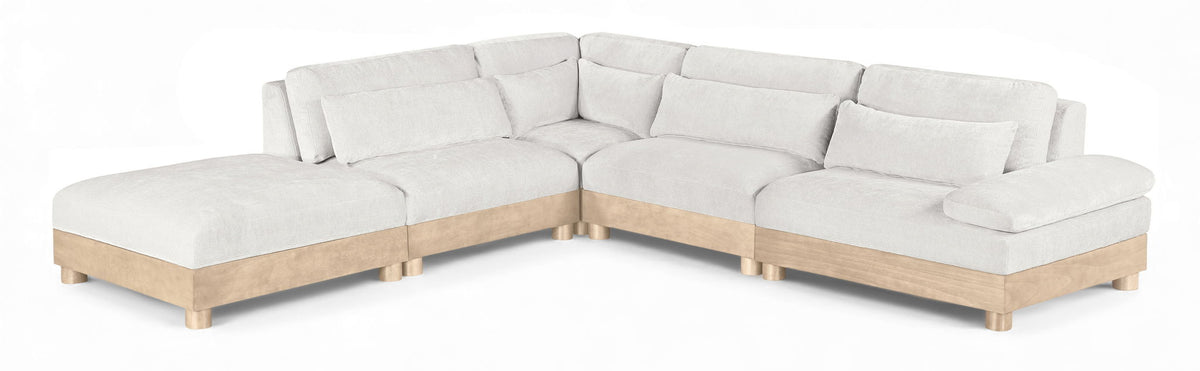 Turin Chenille Modular Sectional — 5-Piece Sectional (127.75" Wide) — Cream